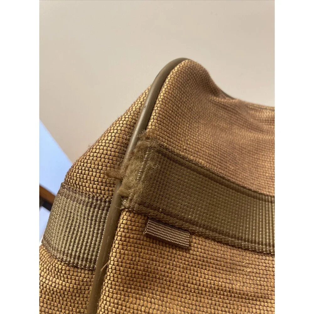 Vintage 70s Oscar de la Renta Khaki Tweed Travel Shoulder Bag Men's Carry-on EUC